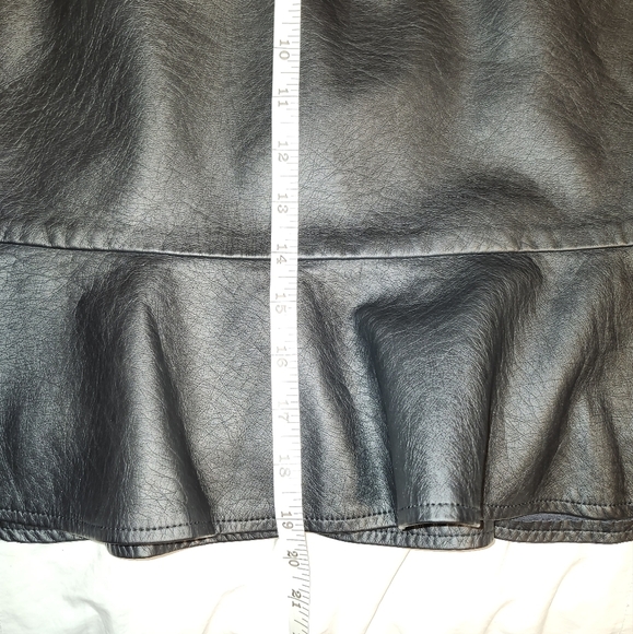 MXM black faux leather miniskirt with  ruffle size 16 NWT - Picture 6 of 9